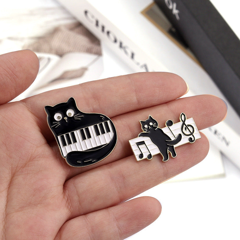 Black Cat Piano Note Pins