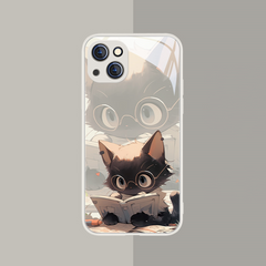 Kawaii Cartoon Reading Cat Couple Phone Case