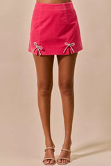 Rhinestone Ribbon Velvet Skirt
