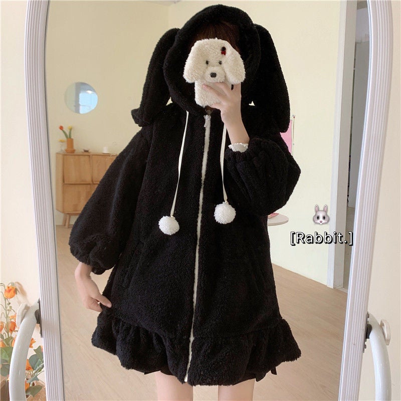 Cute Bunny Ears Plush Coat