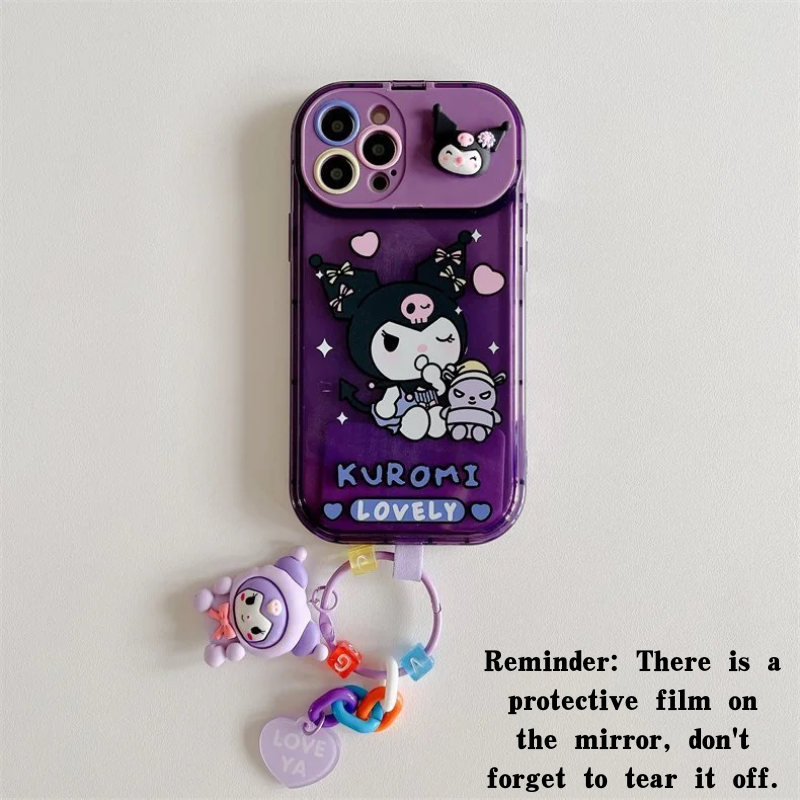 Kawaii Cartoon Flip Mirror Stand Phone Case