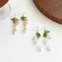 Green Leaves Flower Earrings