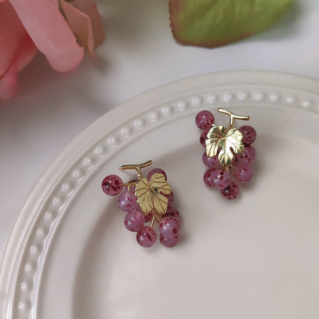 Purple Grape Bunch Earrings