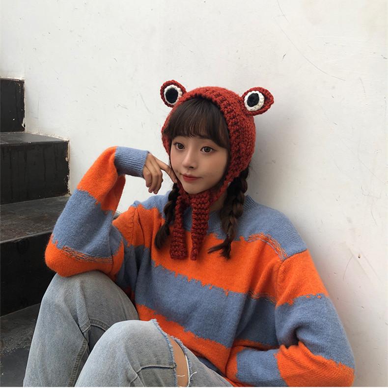 Big Eyes Frog Wool Knitted Hat