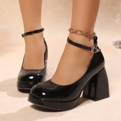 9cm Patent Leather Mary Janes Shoes