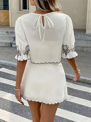Round Neck Half Sleeve Top and Skirt Set