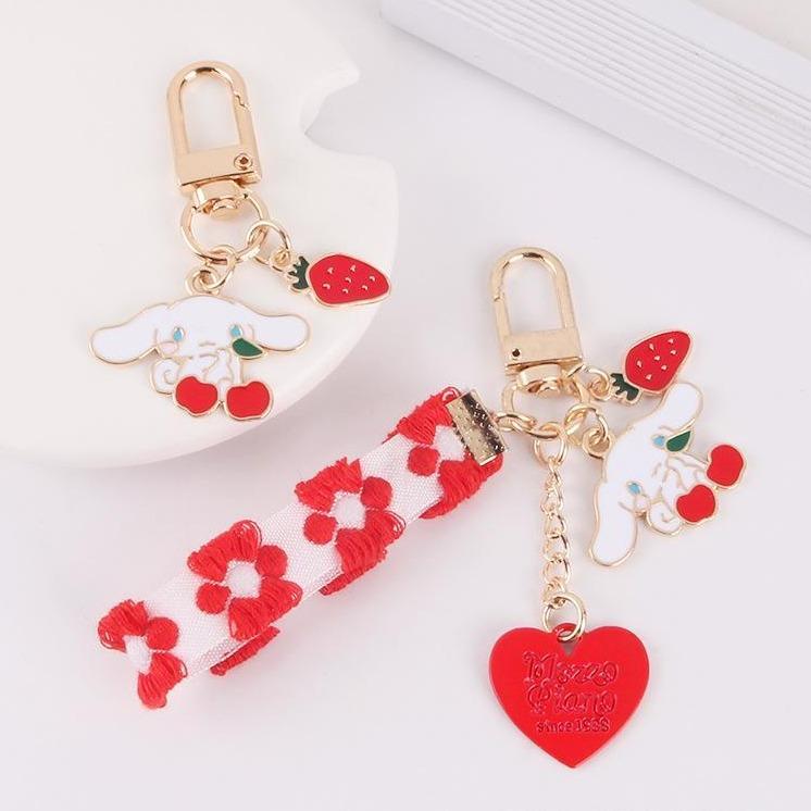 Big Ear Rabbit Love Strawberry keychain