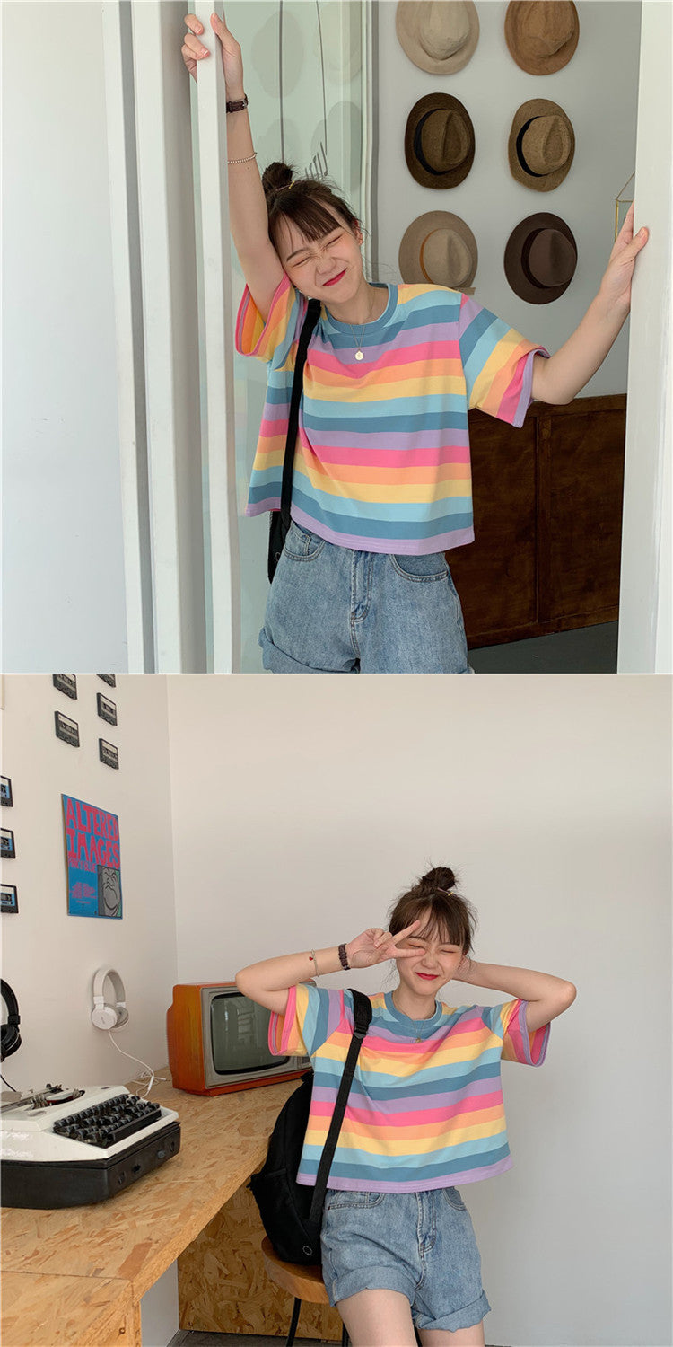 Summer Rainbow Stripes Tee