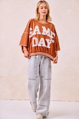 Gameday Patchwork Stitch Detail Top