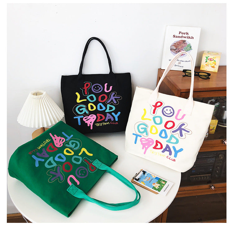 Rainbow Colored Alphabet Smiley Shoulder Bag