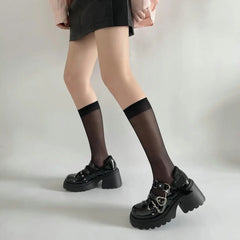 Gothic Style Black Platform Mary Jane Rubber Sole Shoes