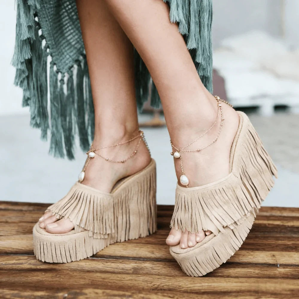 Fringe Platform Sandals