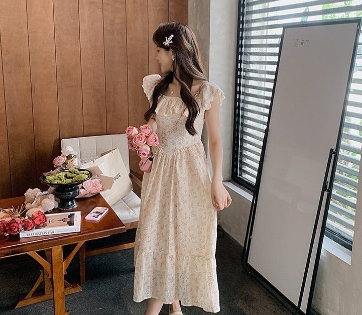 Summer End Vintage Floral Cottagecore Dress