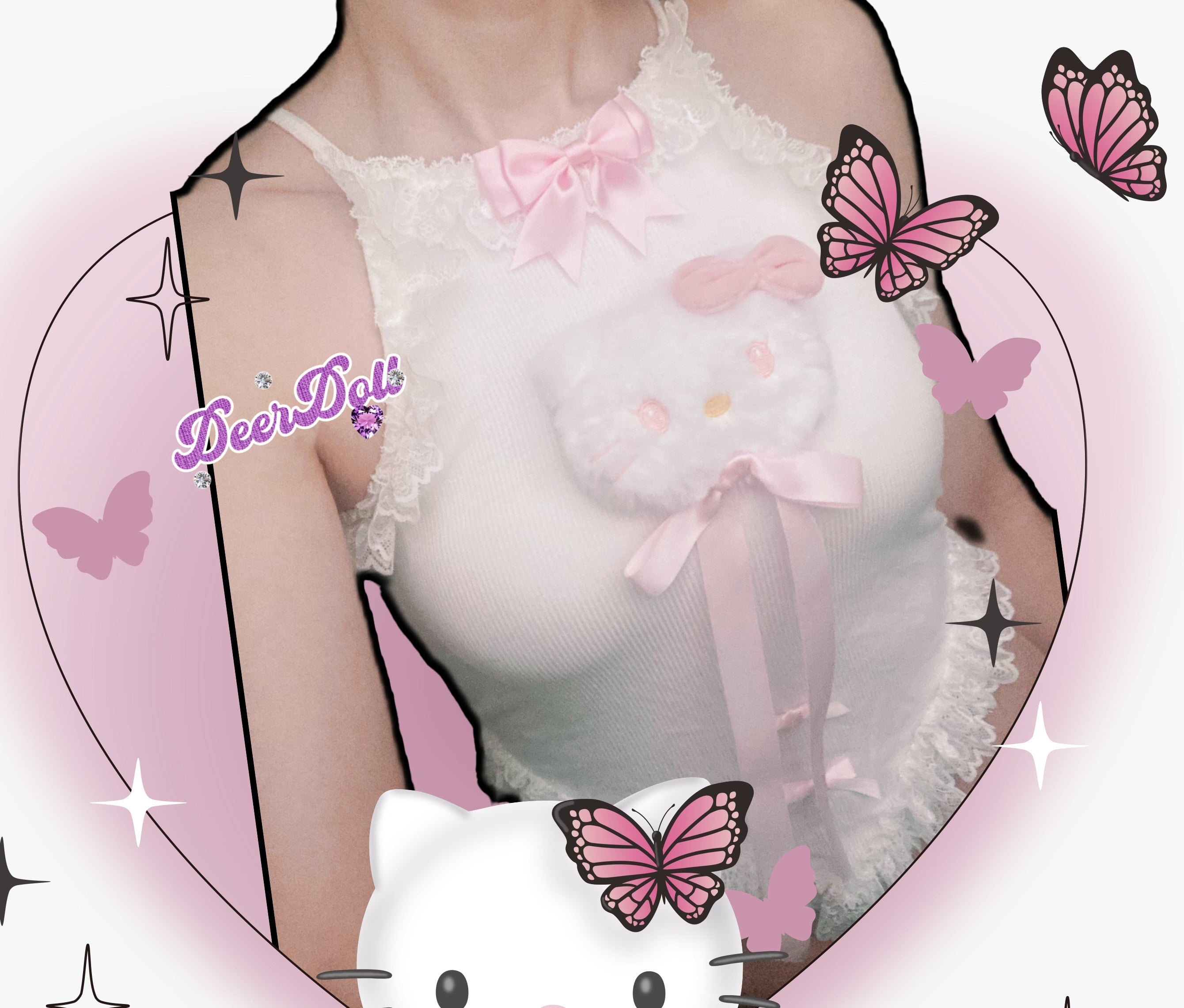 Kawaii Kitten Coquette Crop Top