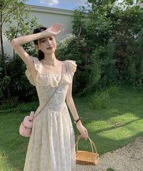 Summer End Vintage Floral Cottagecore Dress