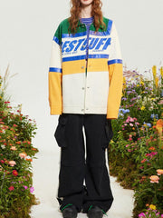 Contrast Letter Print Lapel Jacket