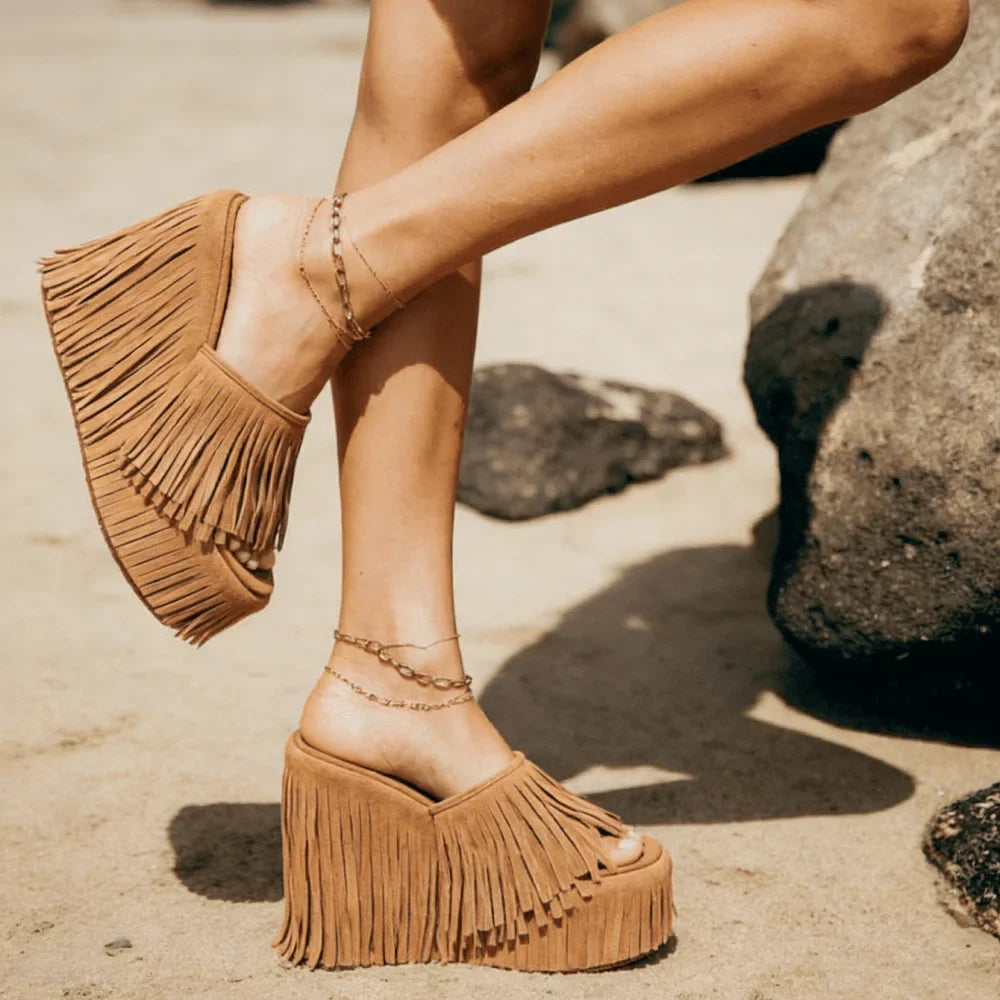 Fringe Platform Sandals