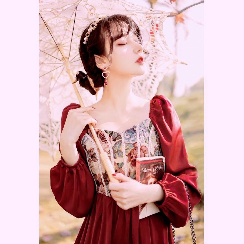 Adeline Wonderfall Vintage-style Cottagecore Tapestry Dress