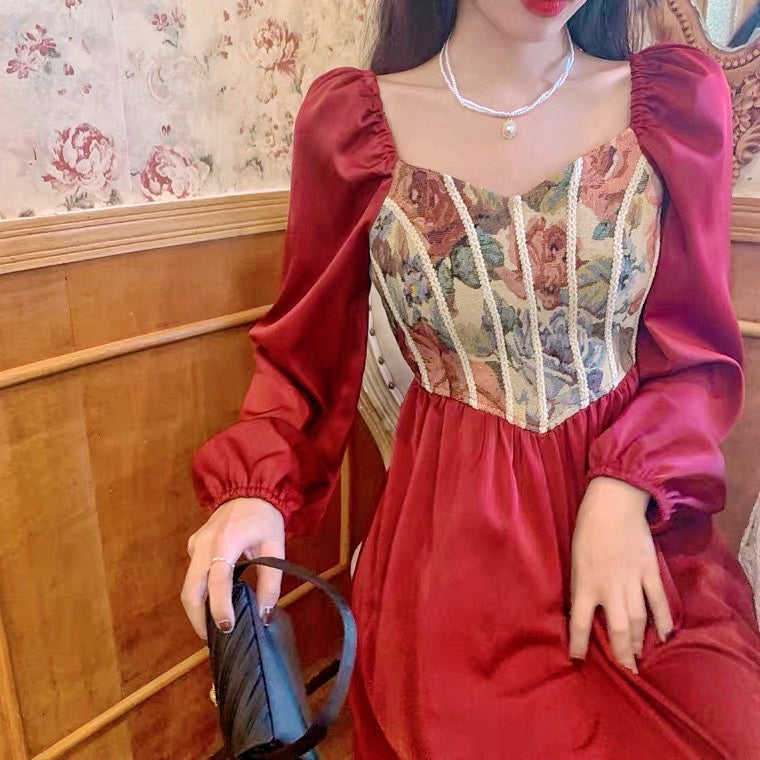 Adeline Wonderfall Vintage-style Cottagecore Tapestry Dress