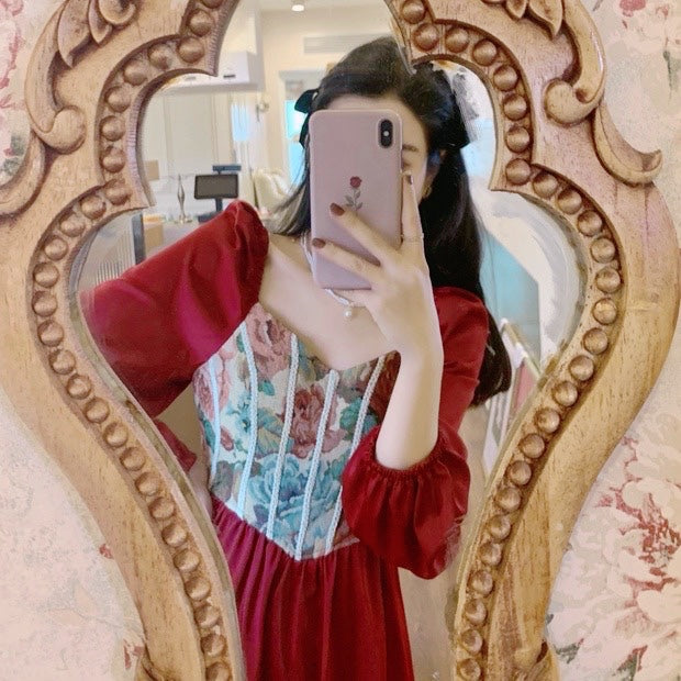 Adeline Wonderfall Vintage-style Cottagecore Tapestry Dress