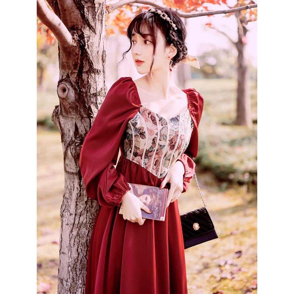 Adeline Wonderfall Vintage-style Cottagecore Tapestry Dress