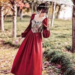 Adeline Wonderfall Vintage-style Cottagecore Tapestry Dress
