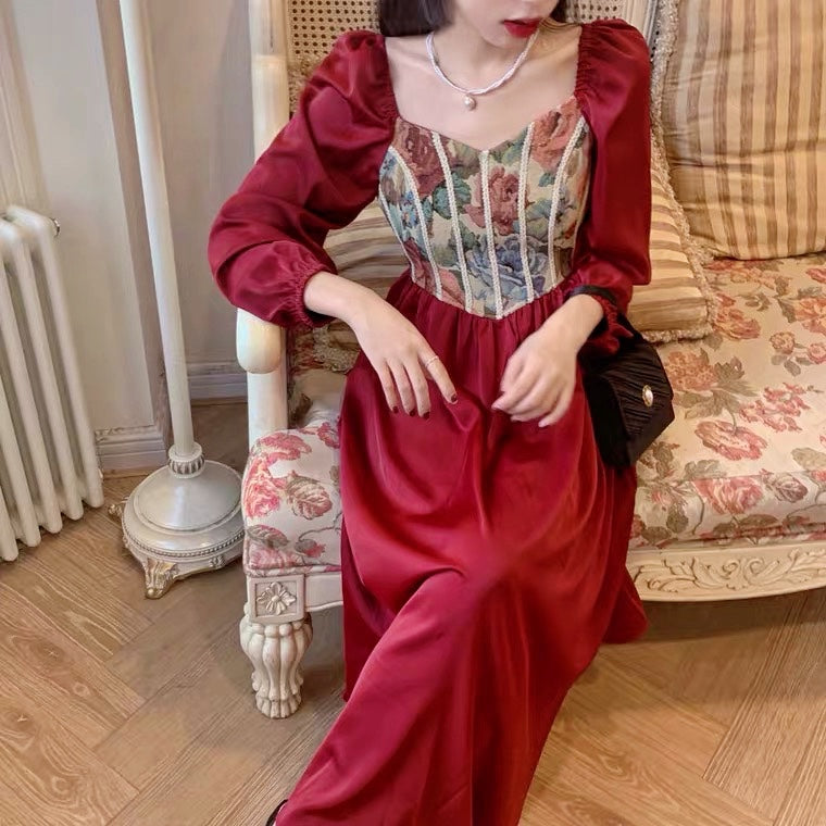 Adeline Wonderfall Vintage-style Cottagecore Tapestry Dress