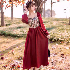 Adeline Wonderfall Vintage-style Cottagecore Tapestry Dress