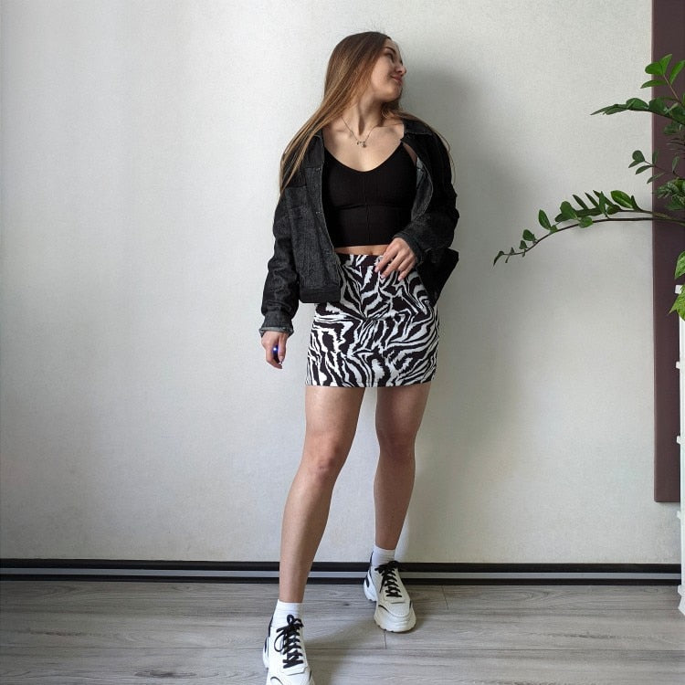 Tiny Temptations Zebra Print Mini Skirt