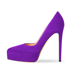 Purple Suede Pointed toe thin Heels
