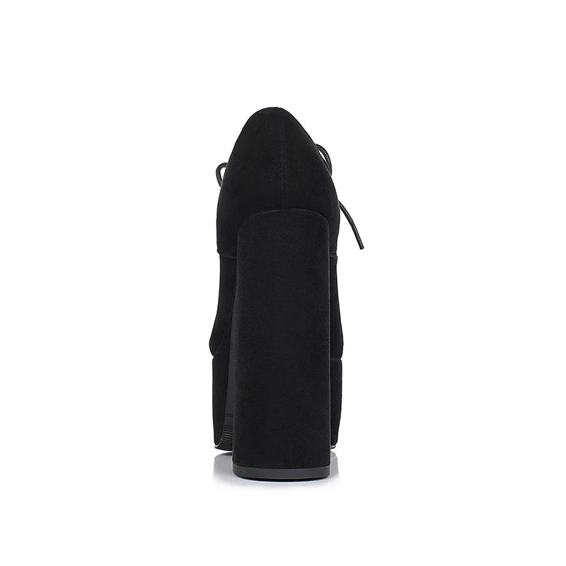 Sheep Suede Round Toe Square Heel