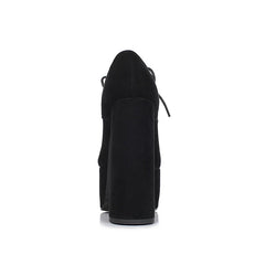 Sheep Suede Round Toe Square Heel