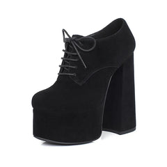 Sheep Suede Round Toe Square Heel
