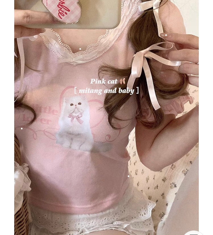 Little Lover Kitty Coquette Crop Top