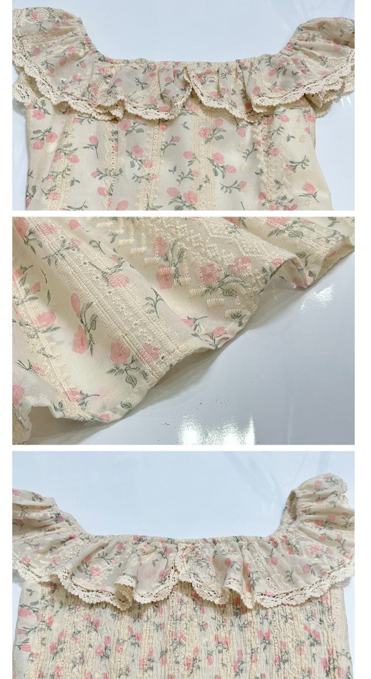 Summer End Vintage Floral Cottagecore Dress