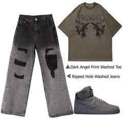 Dark Angel Print Washed Tee