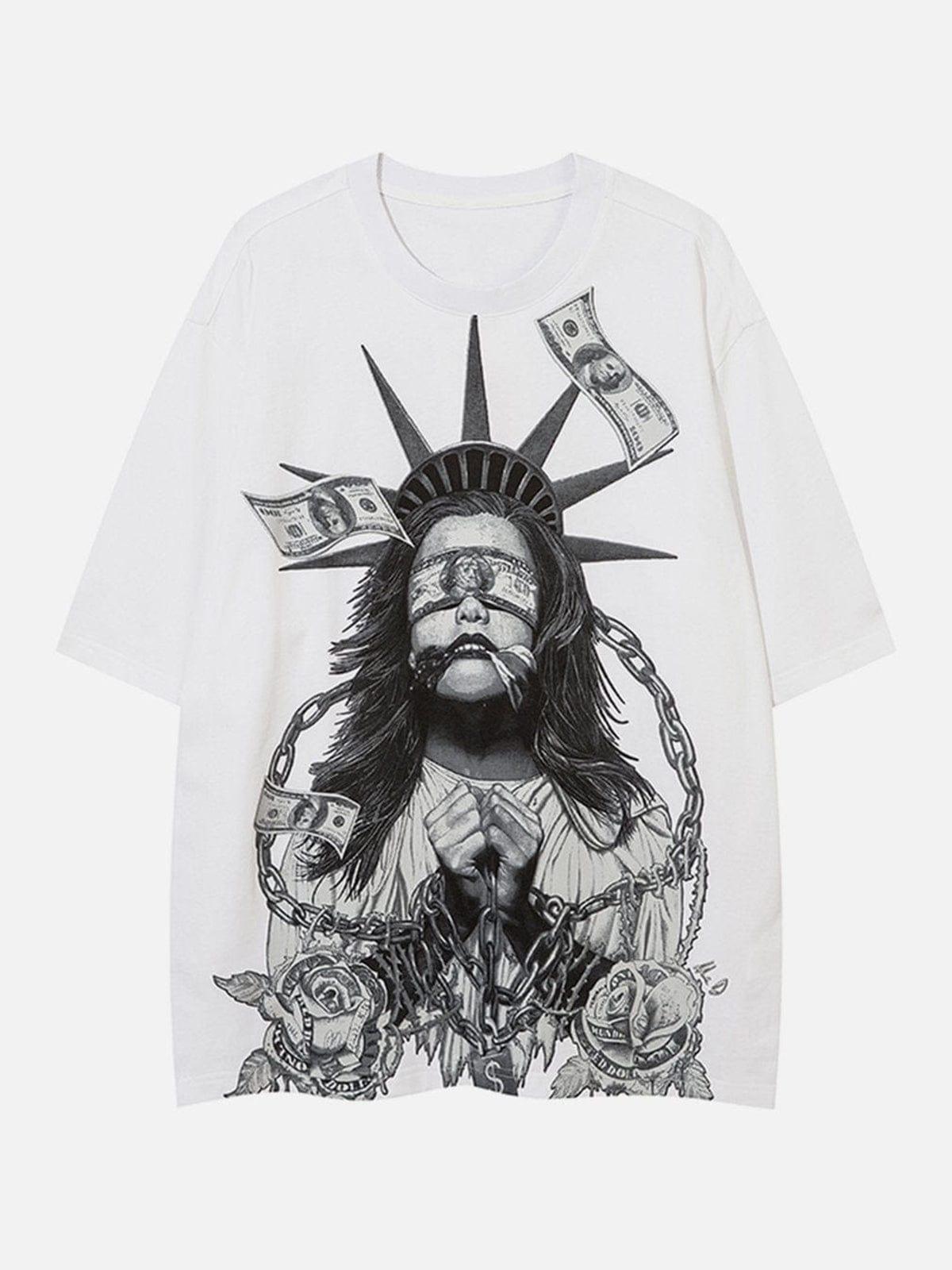 Imprisoned Girl Statue Of Liberty Oversized Tee