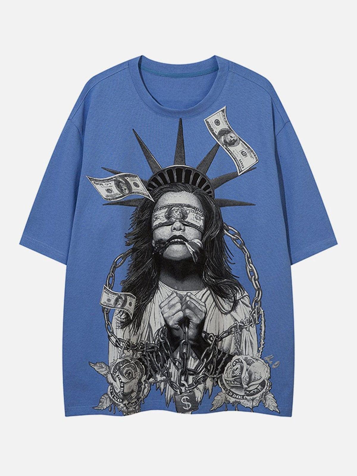Imprisoned Girl Statue Of Liberty Oversized Tee