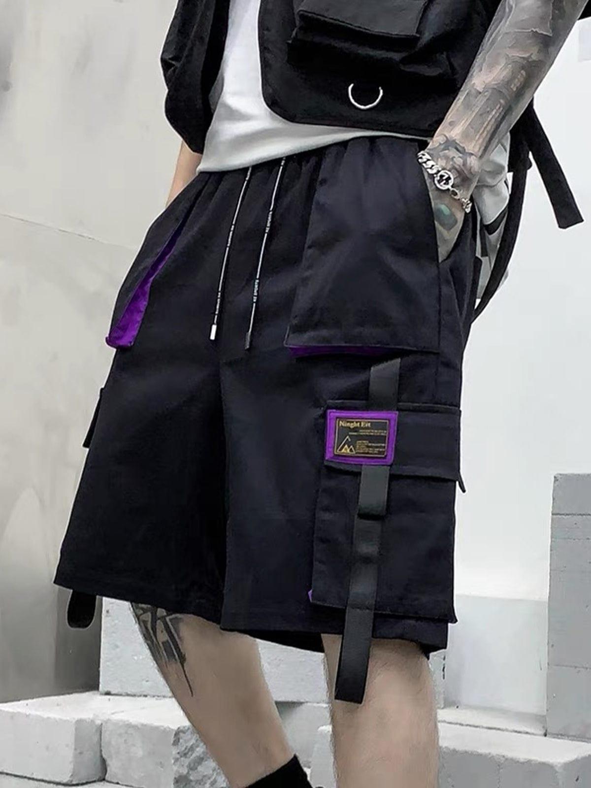 Patchwork Ribbon Cargo Shorts
