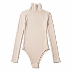 Basic Long Sleeve High Neck Cotton Slim Bodysuit