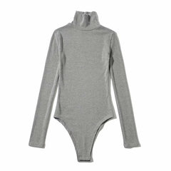 Basic Long Sleeve High Neck Cotton Slim Bodysuit