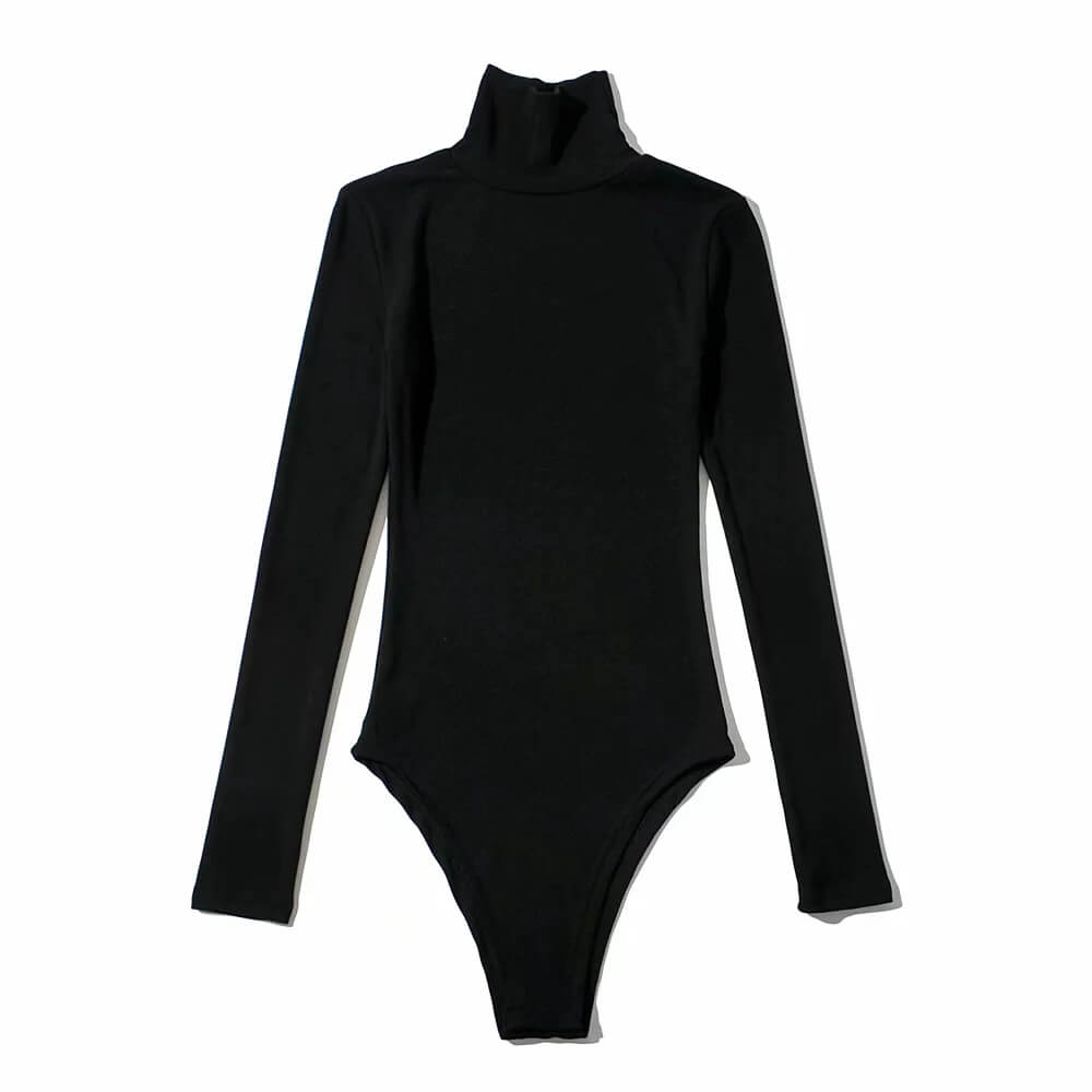 Basic Long Sleeve High Neck Cotton Slim Bodysuit