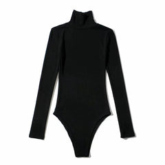 Basic Long Sleeve High Neck Cotton Slim Bodysuit