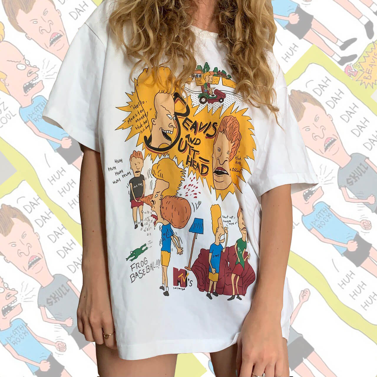 Beavis And Butthead Vintage Print Oversized T-Shirt