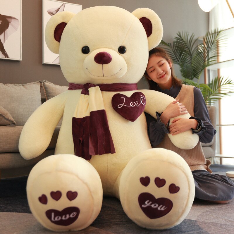 Big  Huggable High Quality 4 Colors Teddy Bear With Scarf Stuffed Animals Plush Toys Doll Pillow Kids Lovers Birthday Baby Gift