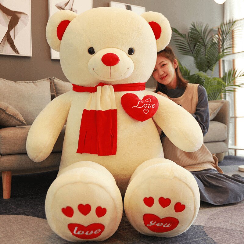 Big  Huggable High Quality 4 Colors Teddy Bear With Scarf Stuffed Animals Plush Toys Doll Pillow Kids Lovers Birthday Baby Gift