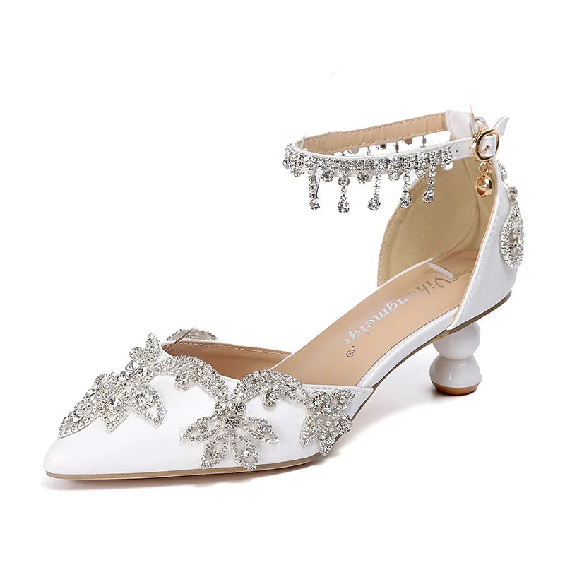Big Size 43 White Pointy Wedding Shoes