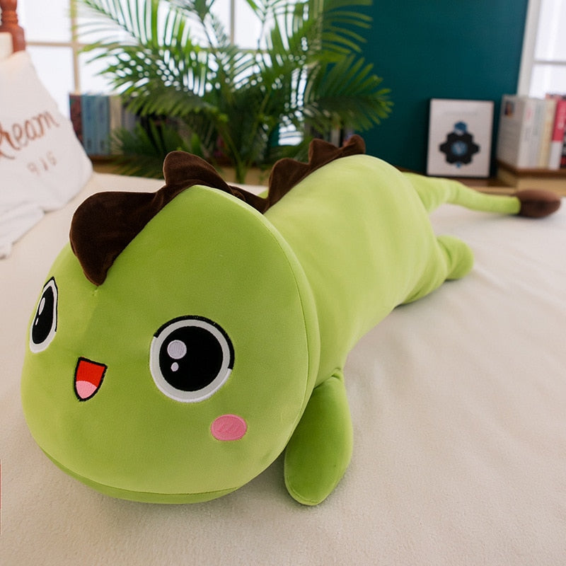 Big eyed dinosaur long pillow plush doll soft and comfortable sofa cushion bed pillow to send girls and children holiday gifts