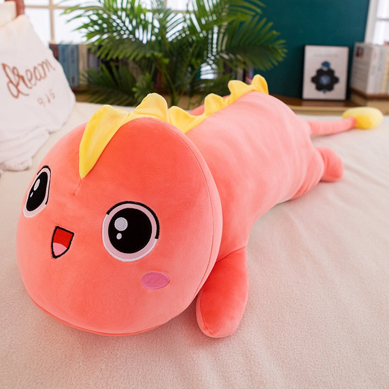 Big eyed dinosaur long pillow plush doll soft and comfortable sofa cushion bed pillow to send girls and children holiday gifts