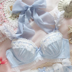 Blue-Snow Soft Girl Aesthetic Kawaii Lolita Lingerie Set